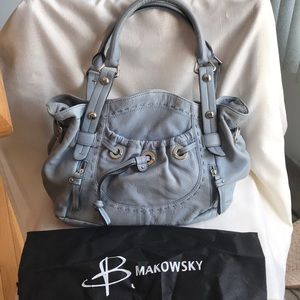 Makowski Light Denim Blue Leather Shoulder Bag